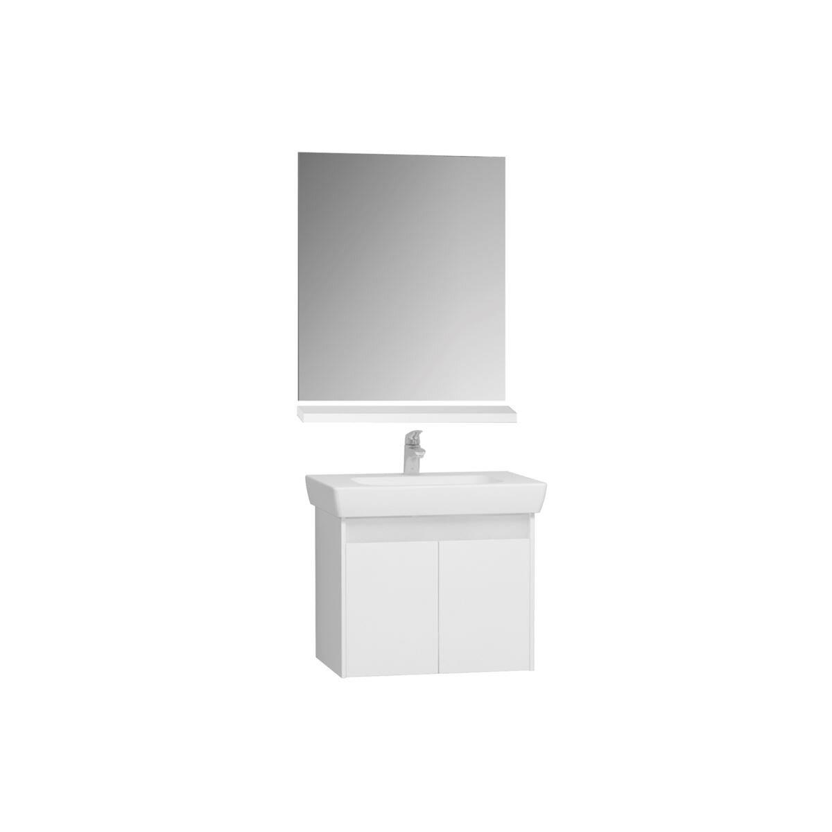 58902-Vitra Step Demonte Set - 65cm Lavabo Dolabı Ayna Raf- Beyaz