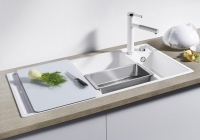 523472-Blanco Silgranit Eviye Axia Sol Damlalıklı - III 6 S Cam Kesme Tahtalı - Anthracite