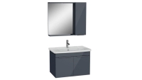 67108 - Vitra Quadrum Set Kapaklı Lavabo Dolabı Dolaplı Ayna - 80 Cm - Parlak Antrasit