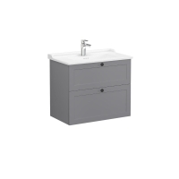 68871-Vitra Root Classic Lavabo Dolabı İki Çekmeceli 80 cm Mat Gri Klasik Lavabolu